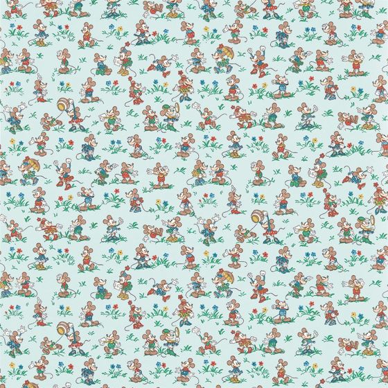 Mickey & Minnie Wallpaper 217264 by Disney Home x Sanderson in Bonbon Blue