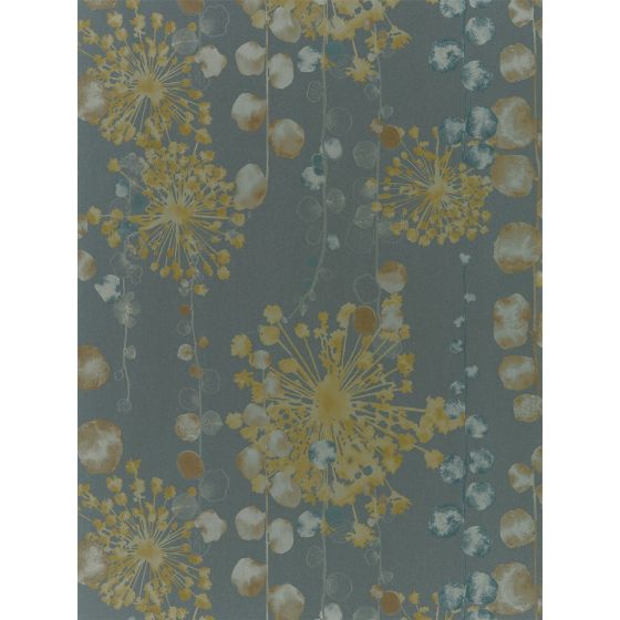 Moku Wallpaper 111650 by Harlequin in Graphite Mustard Yellow