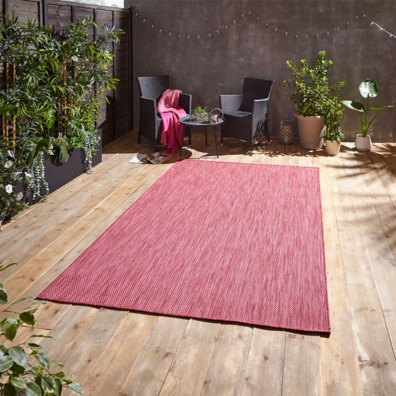 POP Plain Indoor Outdoor Boho Rug in Red