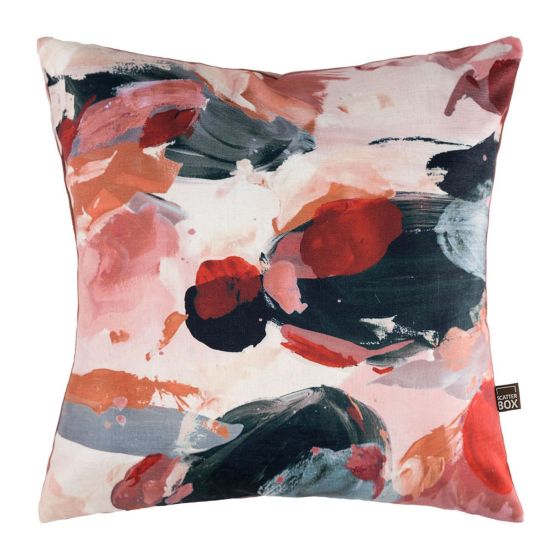 Jager Abstract Printed Cushion in Navy Pink