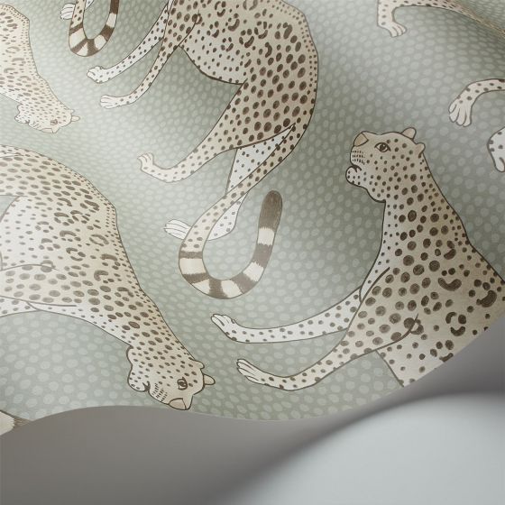 Leopard Walk Wallpaper 2009 by Cole & Son in Soft Olive Green