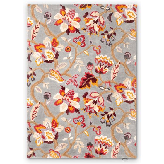 Amanpuri Leaf Wool Rugs By Sanderson in Grey Plum