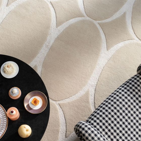 Renaissance Geometric Wool Rugs 39008 by Wedgwood in Beige
