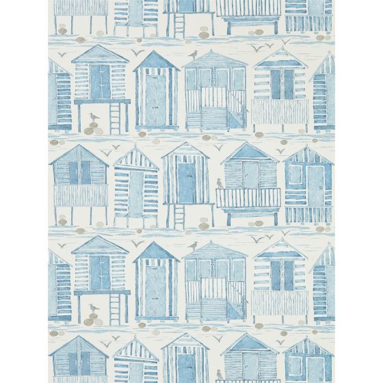 Beach Huts Wallpaper 216560 by Sanderson in Marine Blue