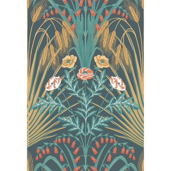 Bluebell Wallpaper 3010 by Cole & Son in Teal Gold Coral