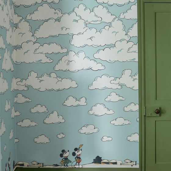Mickey in the Clouds Wallpaper Mural 217266 by Disney Home x Sanderson in Sea Salt