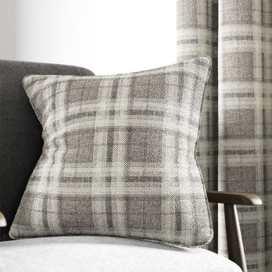 Harriet Check Cushion by Helena Springfield in Mocha Brown