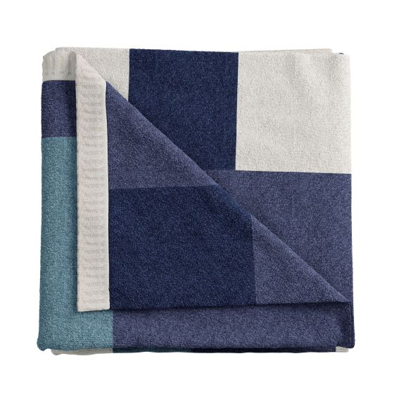 Long Island Patchwork Knit Throw by Helena Springfield in Blue