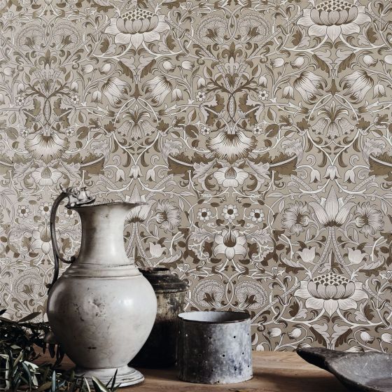 Pure Lodden Wallpaper 216029 by Morris & Co in Gilver Gold