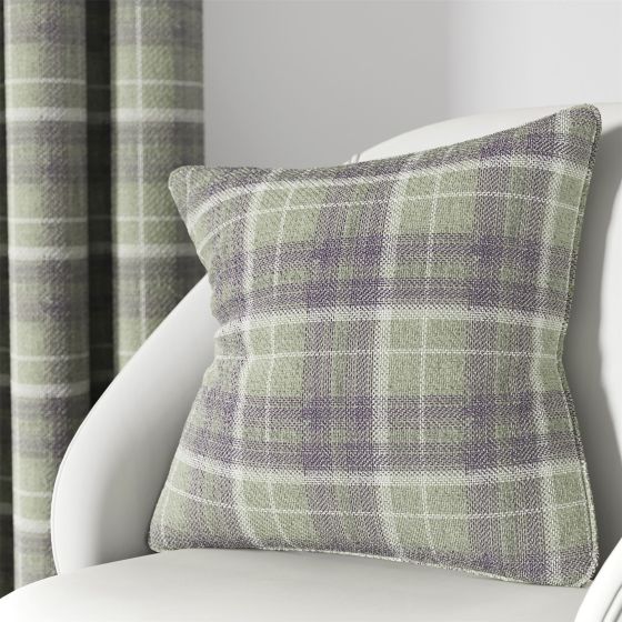 Harriet Check Cushion by Helena Springfield in Grape Linen