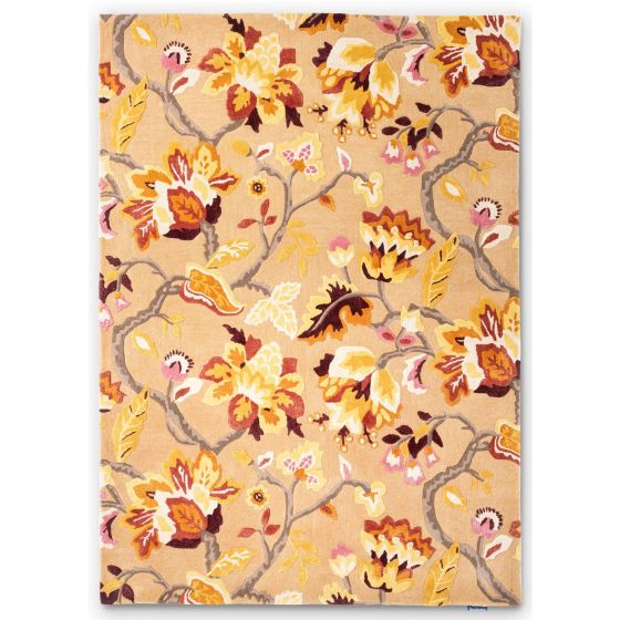 Amanpuri Leaf Wool Rugs By Sanderson in Russet Brown