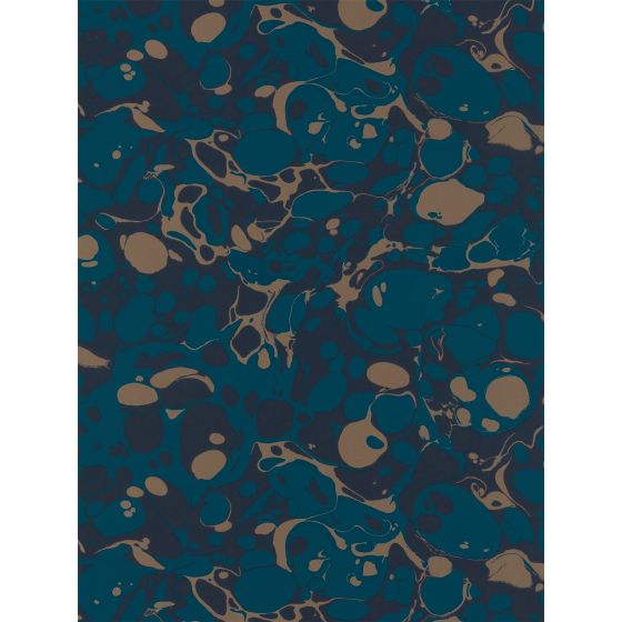 Marble Wallpaper 2112837 by Harlequin in Azurite Copper Japanese Ink