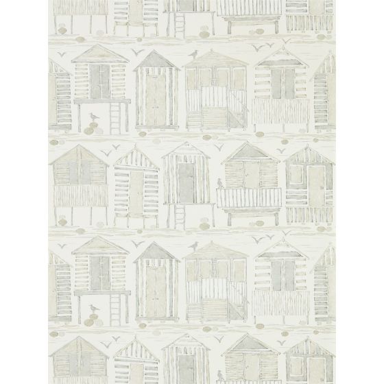 Beach Huts Wallpaper 216561 by Sanderson in Driftwood Brown