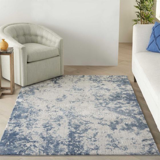 Rustic Textures RUS16 Abstract Rugs in Grey Blue
