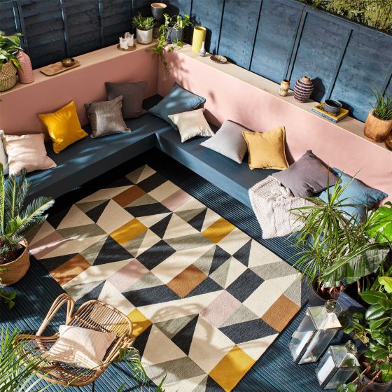 Scion Nuevo Geometric Outdoor Rugs 426102 Blush Pink