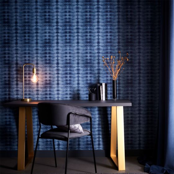 Eterea Wallpaper W0167 02 by Clarke & Clarke in Midnight Blue