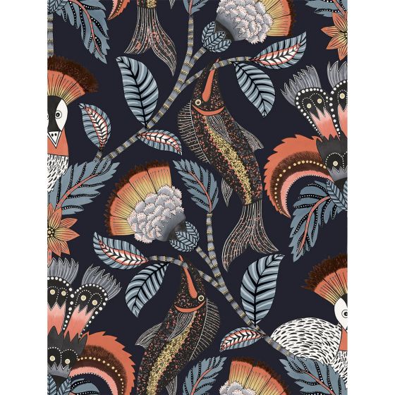 Nene Wallpaper 119 8038 by Cole & Son in Terracotta Cerulean Blue Heath Grey Midnight