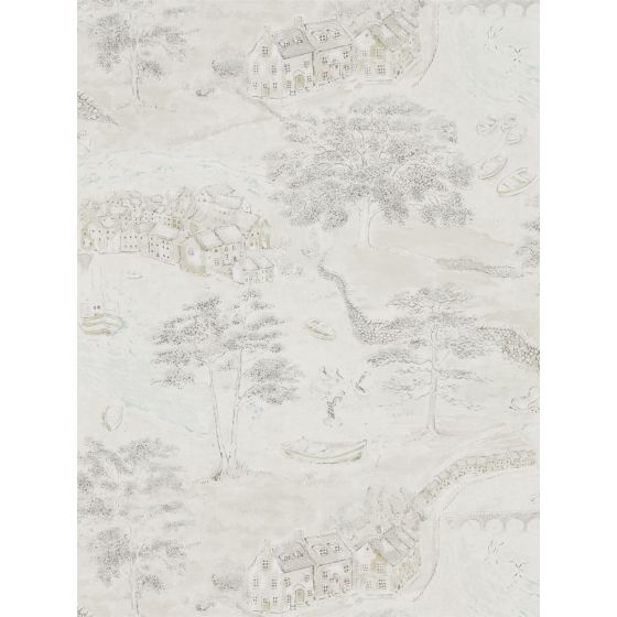 Sea Houses Wallpaper 216491 by Sanderson in Chalk Silver Grey