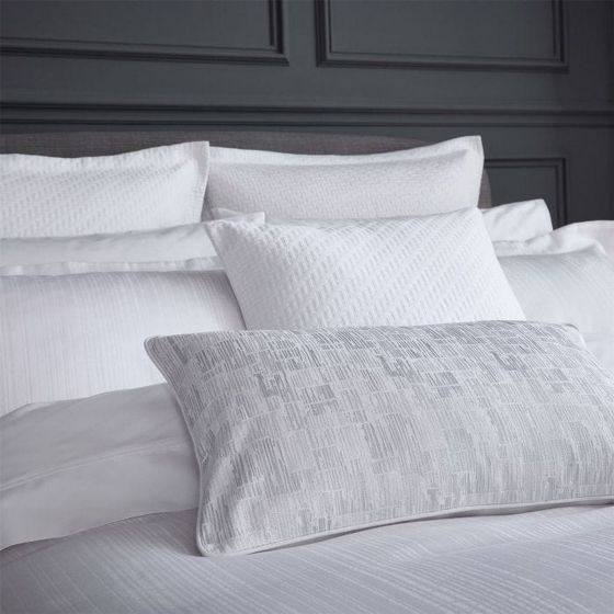 Oro Fine Linens Abstract Cotton Cushion in White