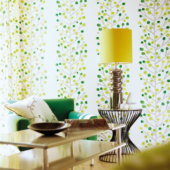 Berry Tree Wallpaper 110206 by Scion in Emerald Lime Chalk
