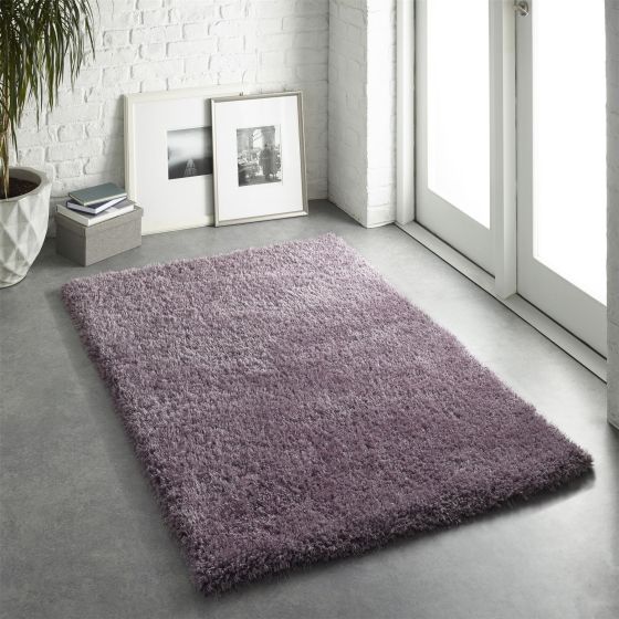 Chicago Shaggy Modern Plain Rugs in Lavender