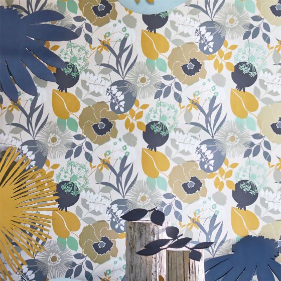 Doyenne Wallpaper 111490 by Harlequin in Ochre Stone Mint