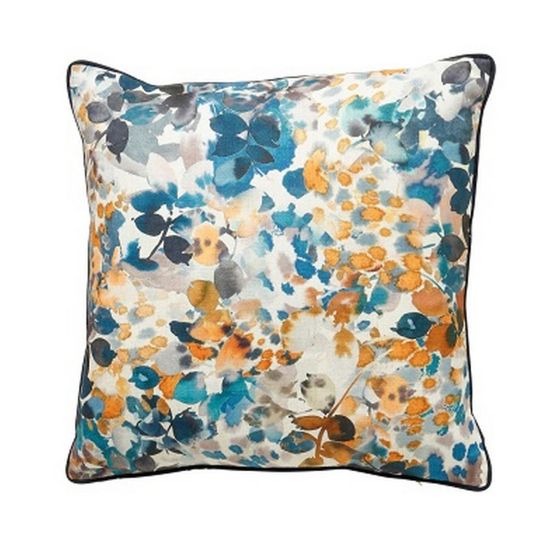 Amber Botanical Cushion in Blue Ochre Yellow