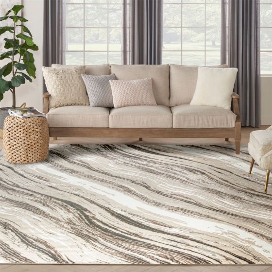 Sustainable Trend SUT05 Abstract Rugs by Nourison in Beige Grey