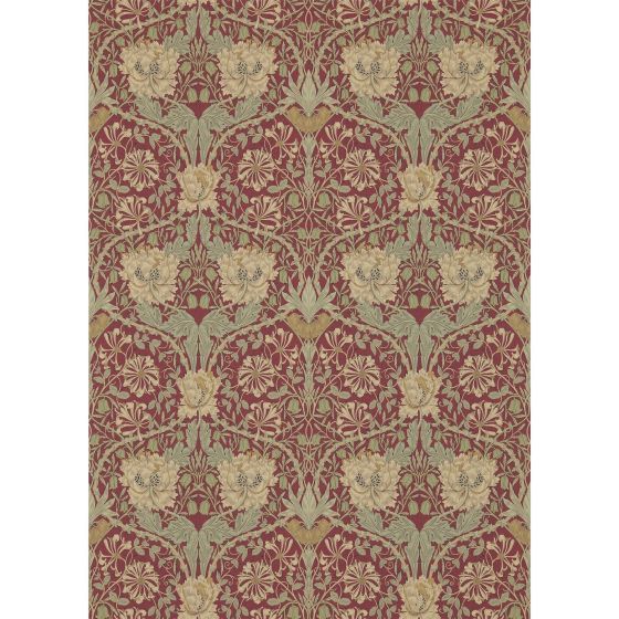 Honeysuckle and Tulip 214700 Wallpaper by Morris & Co in Red Gold