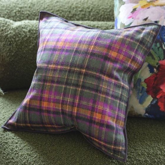 Abernethy Tartan Cushion by Designers Guild in Amethyst Multi