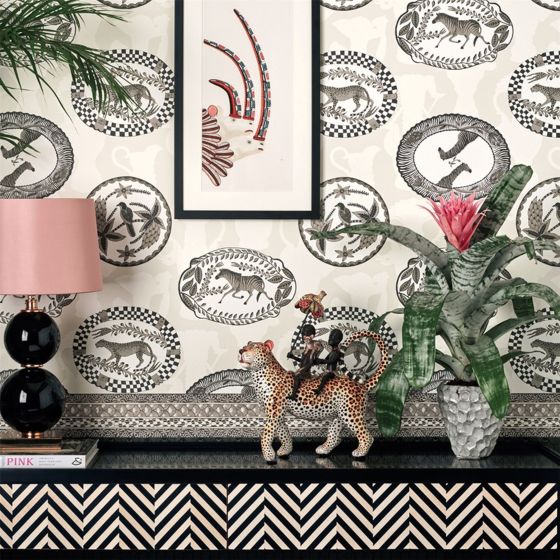 Matrinah Wallpaper 4019 by Cole & Son in Soot Snow
