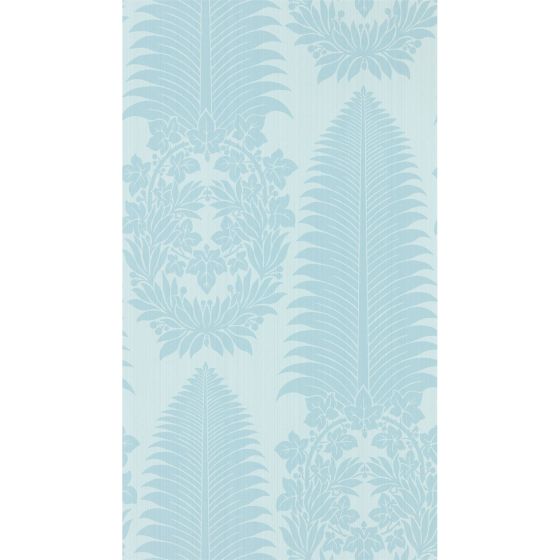 Marsdens Palm Damask Wallpaper 313023 by Zoffany in Blue Stone