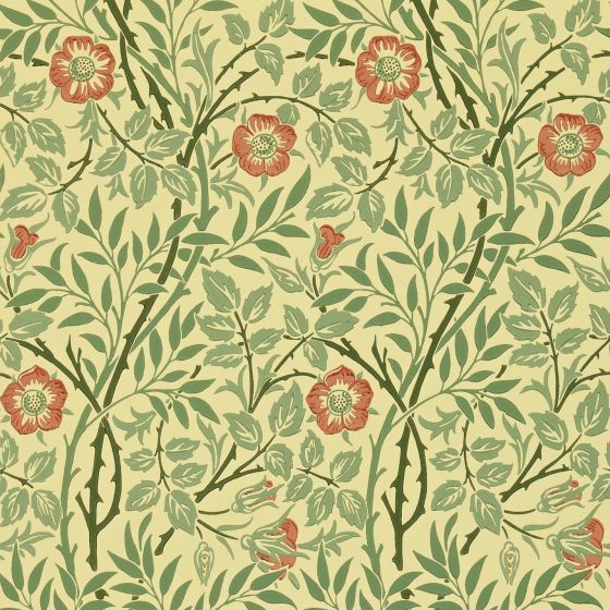 Sweet Briar Wallpaper 210478 by Morris & Co in Green Blue Rose
