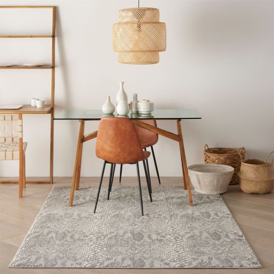 Solace Designer Print Rugs SLA06 in Ivory Grey by Nourison