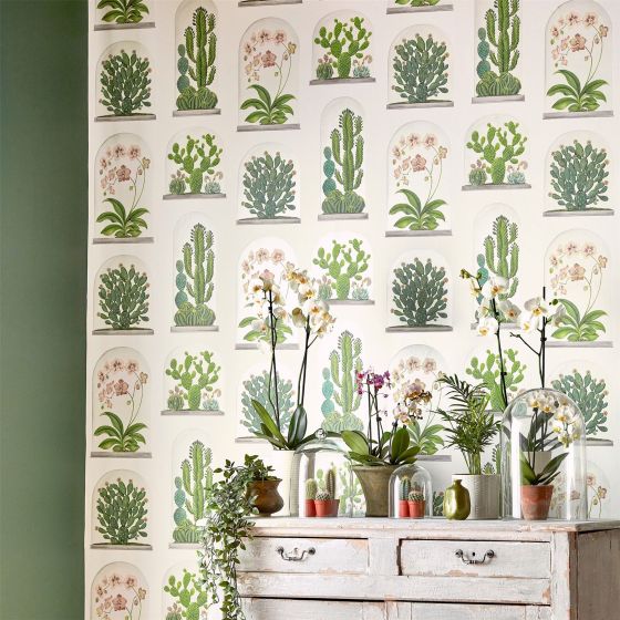 Terrariums Wallpaper 216655 by Sanderson in Chalk Green