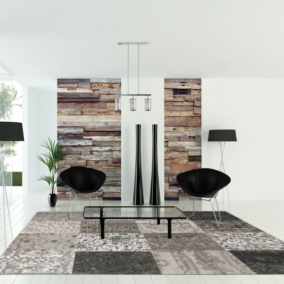 Louis De Poortere Rugs Vintage Patchwork Multi 8101 Black White