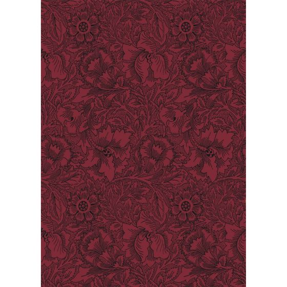 Poppy Wallpaper 216956 by Morris & Co in Claret Red