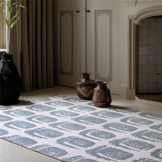 Woodblock 163001 Cotton Rugs by Ted Baker in Grey