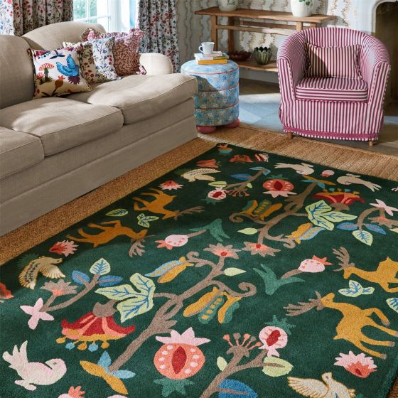 Forest Of Dean Wool Rug 146907 by Sanderson in Forest Green