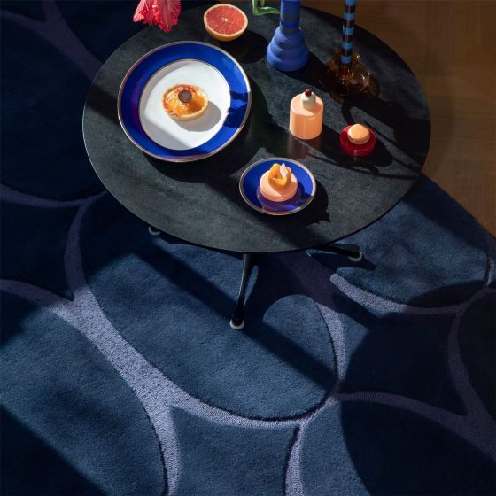 Renaissance Geometric Wool Rugs 39008 by Wedgwood in Blue