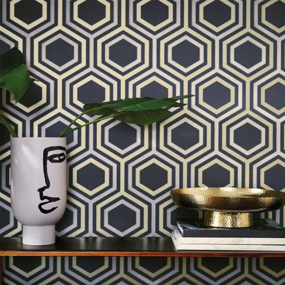 Selo Wallpaper 112149 by Harlequin in Ebony Gold Yellow