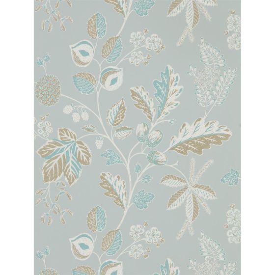 Warwick Leaf Wallpaper 216617 by Sanderson in Blue Grey
