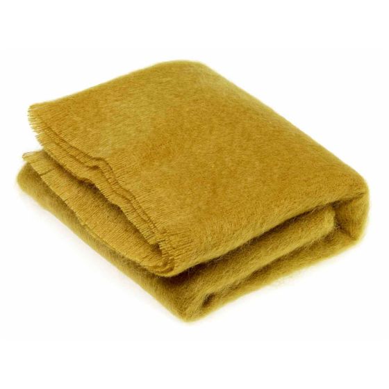 Moseley Mohair Plain Throw by LuxeTapi in Burnt Gold