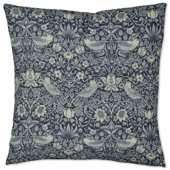Strawberry Thief Indoor Outdoor Cushion 627728 by Morris & Co in Inky Fingers