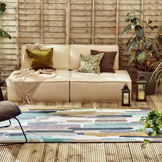 Trattino Outdoor Abstract Seaglass Rugs 444804 by Harlequin