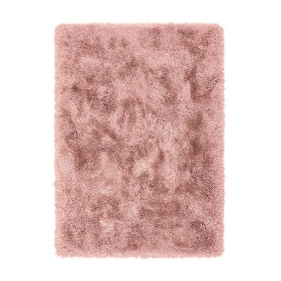 Extravagance Shaggy Modern Plain Rugs in Rose Pink