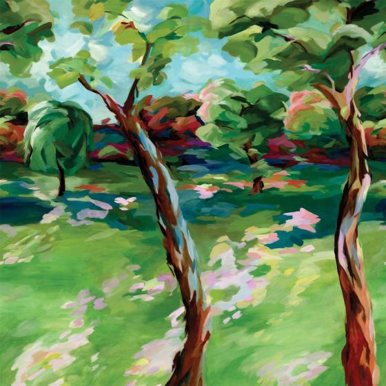 In the Woods Wallpaper Panel 113068 by Harlequin X Sophie Robinson in Sky Emerald Carnelian