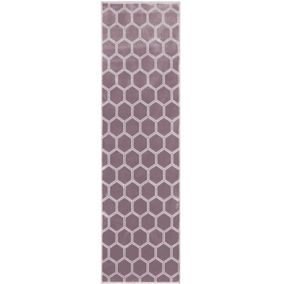 Manipur Geometric Runner Rug in Amethyst Purple By Designers Guild