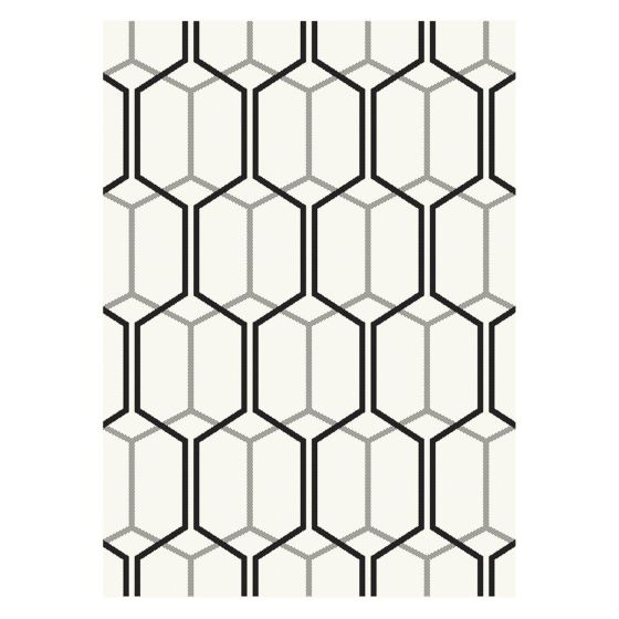 Patio Geometric PAT08 Hexagon Outdoor Rugs in Ivory White