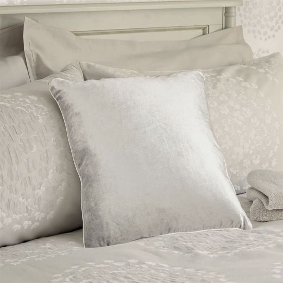 Nigella Velvet Cushion by Laura Ashley in Silver